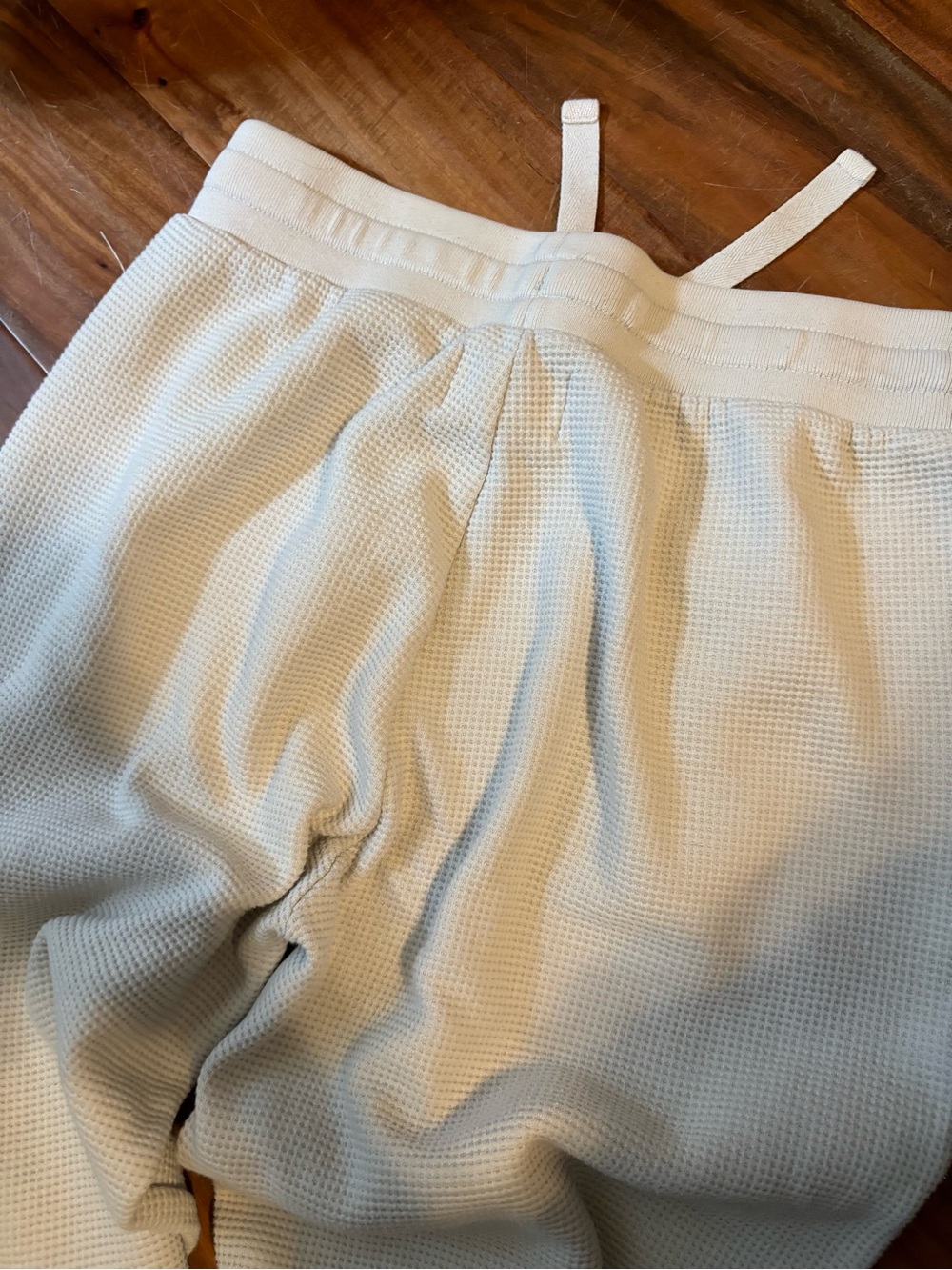 Madewell MWL Waffle Knit Wide Leg Lounge Pants Cream Drawstring Size S (0804) - Picture 4 of 5